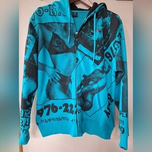Freshjive Mens Graphic Print Full Zip Up Hoodie Size M